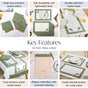 Midori Complete Table Linen Set With Mats Napkins Runners And Table Cloth In Sage Green