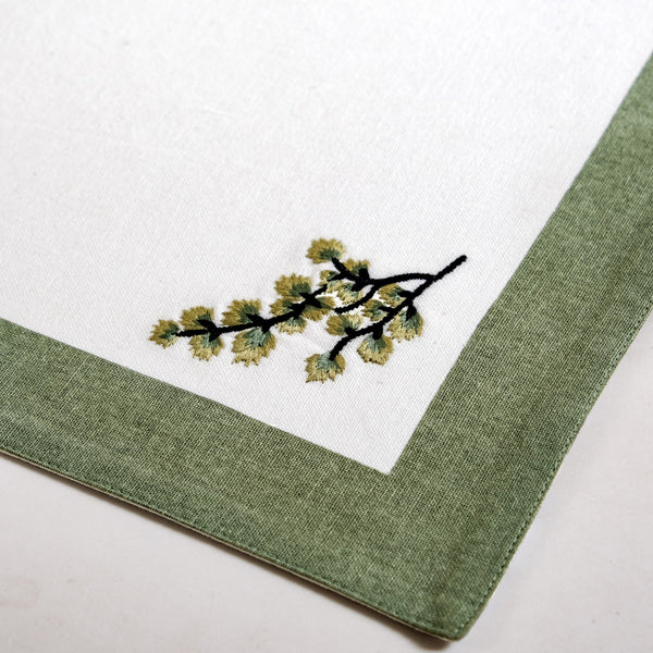 Midori Pure Cotton Table Mat Set Of 6 In Sage Green