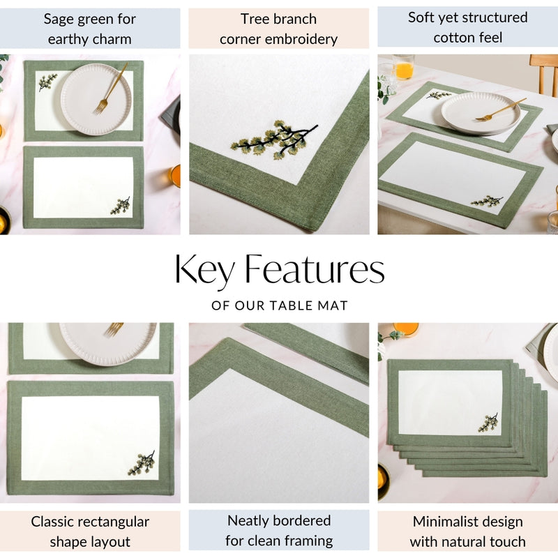 Midori Pure Cotton Table Mat Set Of 6