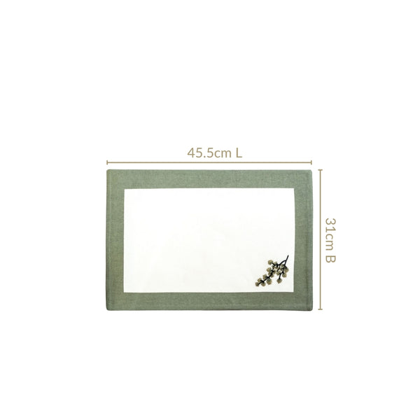 Midori Pure Cotton Table Mat Set Of 6 In Sage Green