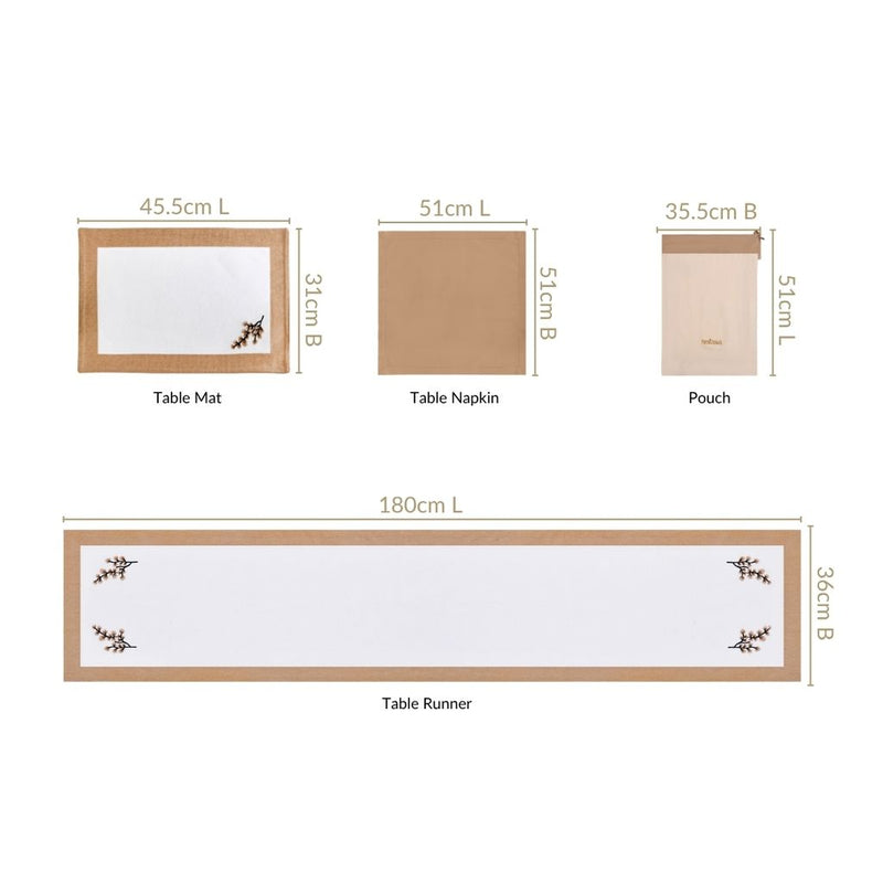 Midori Table Runner Placemats And Napkins 13 Piece Set In Brown