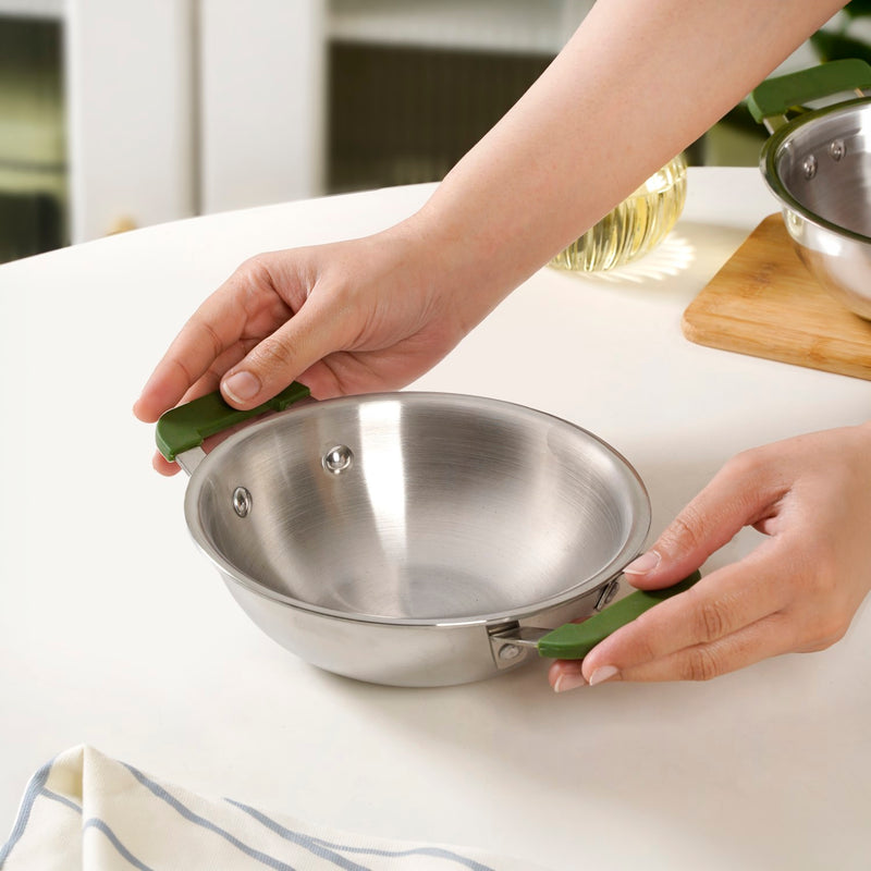 Pico Triply Stainless Steel Kadai With Silicone Handles 600ml