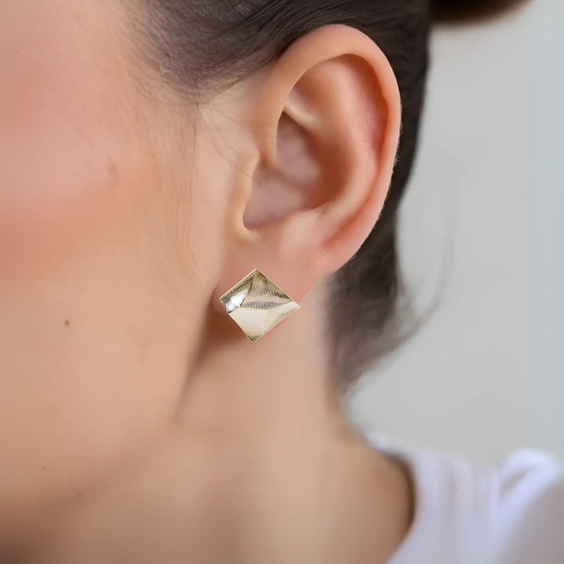 Minimalist Abstract Trapezoid Gold Studs