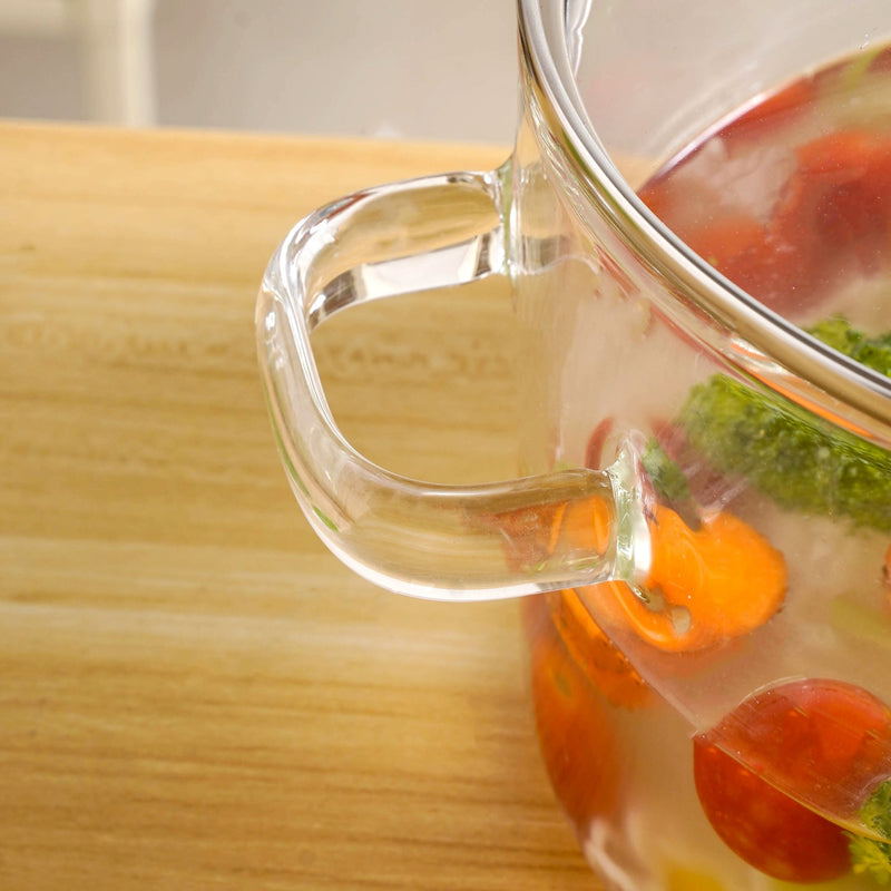 Minimalist Borosilicate Glass Cooking Pot With Lid And Handles 3200ml