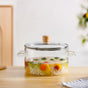 Minimalist Borosilicate Glass Cooking Pot With Lid And Handles 3200ml