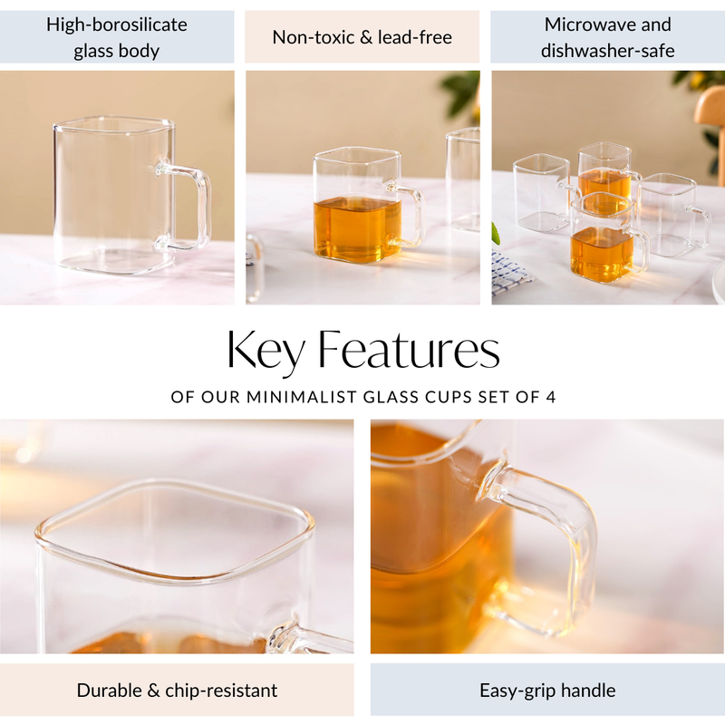 Minimalist Glass Cups Set Of 4 250ml