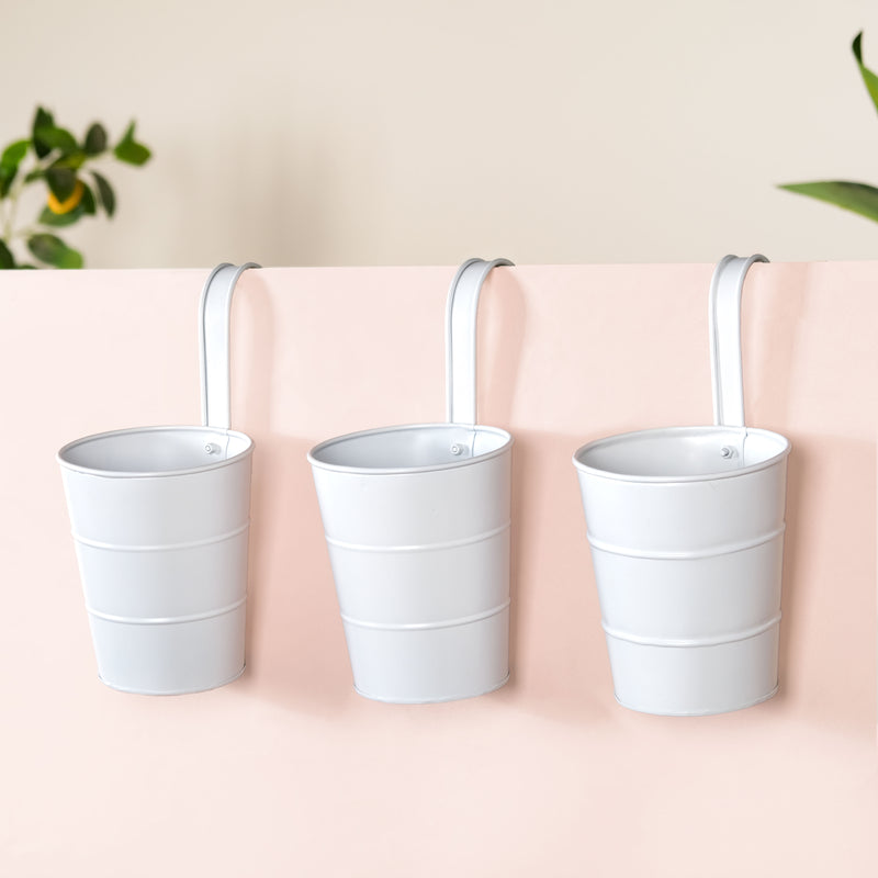 Minimalist Hanging Bucket Planter Set Of 3 Ivory