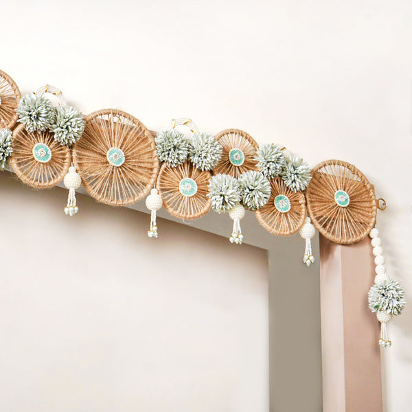 Minimalist Jute Chakra Festive Wall Hanging Toran With Tassels