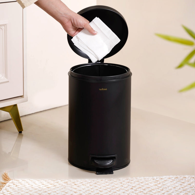 Minimalist Metal Dustbin With Removable Bucket Black 7000ml