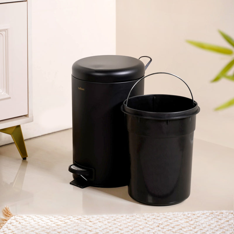 Minimalist Metal Dustbin With Removable Bucket Black 7000ml