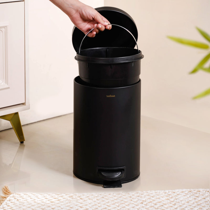 Minimalist Metal Dustbin With Removable Bucket Black 7000ml