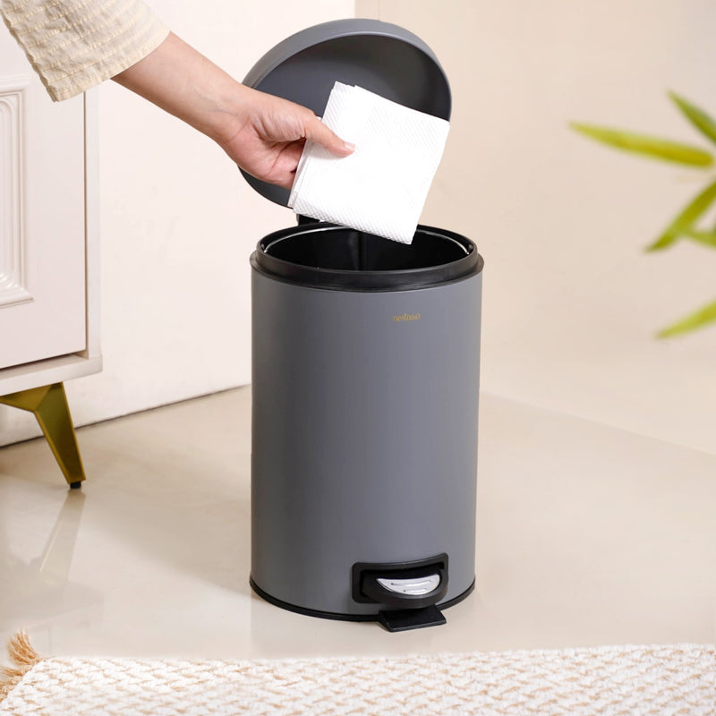 Minimalist Metal Dustbin With Removable Bucket Grey 7000ml