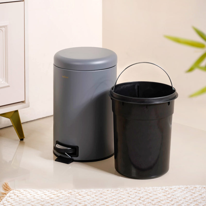 Minimalist Metal Dustbin With Removable Bucket Grey 7000ml