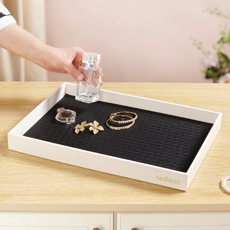 Minimalist Rectangle Organiser Tray Black And White