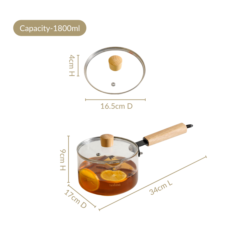 Minimalist Saucepan With Handle And Lid 1800ml