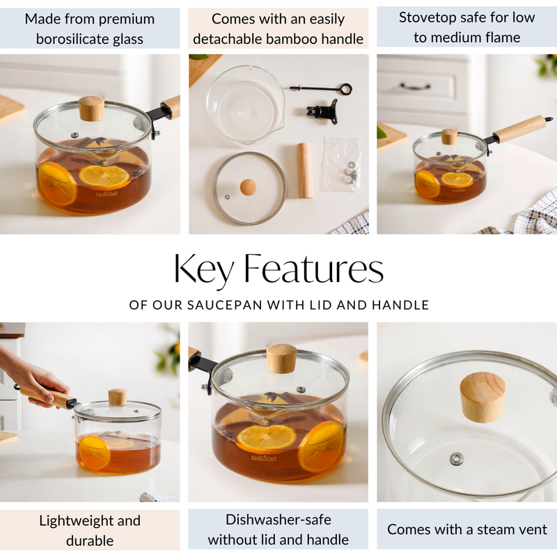 Minimalist Saucepan With Handle And Lid 1800ml