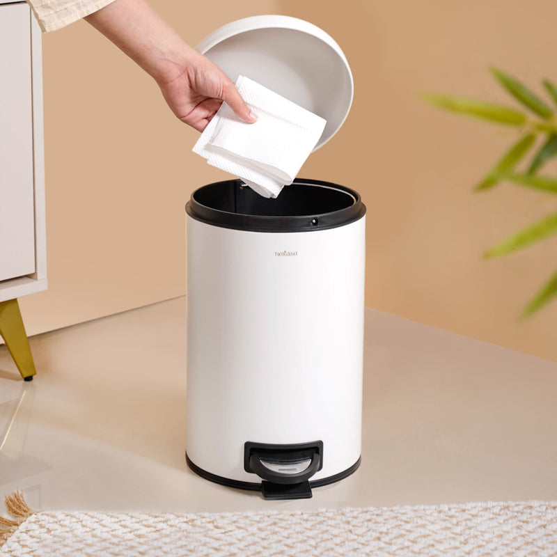 Minimalist White Metal Dustbin With Removable Bucket 7000ml