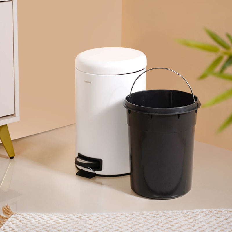 Minimalist White Metal Dustbin With Removable Bucket 7000ml