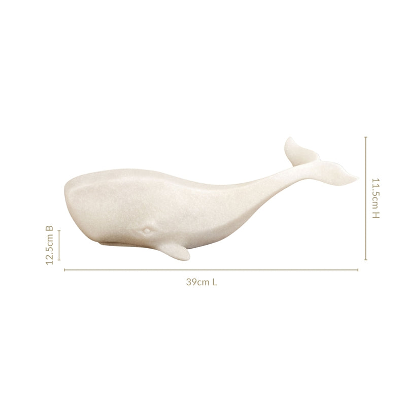 Minimalist White Whale Sculpture