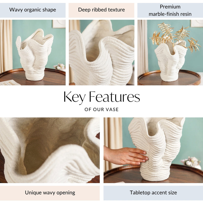 Minimalist Neutral Ribbed Table Vase