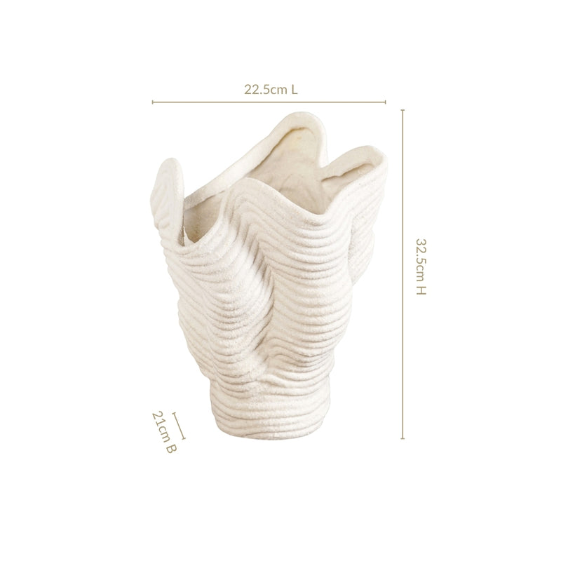 Minimalist Neutral Ribbed Table Vase