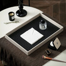 Minimalist Organiser Tray With Faux Leather Base Black White