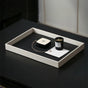 Minimalist Organiser Tray With Faux Leather Base Black White