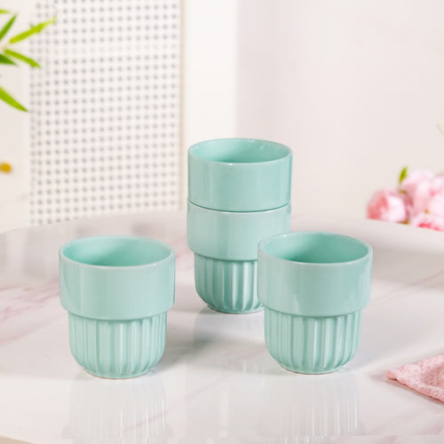 Mint Blue Stackable Ceramic Cup Set Of 4 280ml