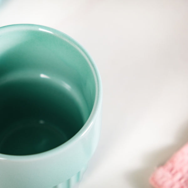 Snugsy Mint Blue Stackable Ceramic Cup Set Of 4 280ml
