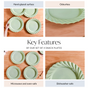 Green Snack Plates Set Of 4 Lao Luxury 9 Inch - Snack plates, round plates, ceramic snack plates, snacks serving plates, snack plates set