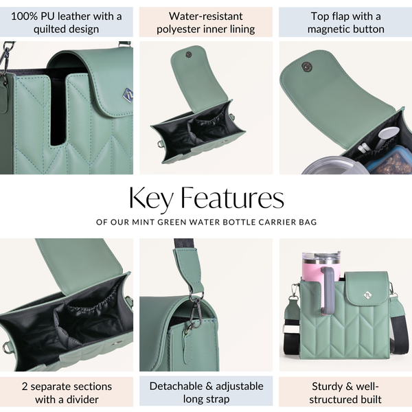 Mint Green Water Bottle Bag With Sling