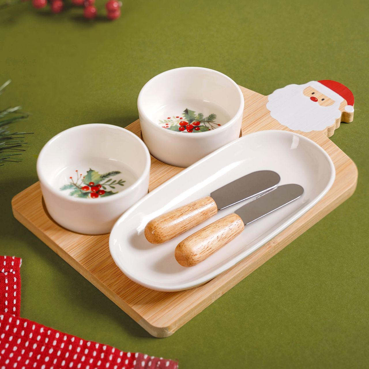 【未使用品】クリスマス食器セット サンタデザイン Santa Serving Platter Set Of 6 Online - Premium Platter | Nestasia