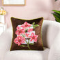 Mocha Blossom Embroidered Velvet Cushion Cover 40x40cm