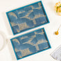 Modern Abstract Art Tray Set Of 2 Blue