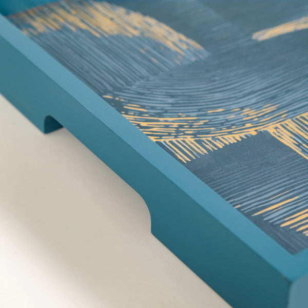 Modern Abstract Art Tray Set Of 2 Blue