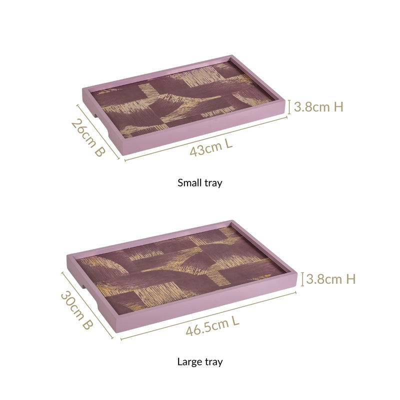 Modern Abstract Art Tray Set Of 2 Purple