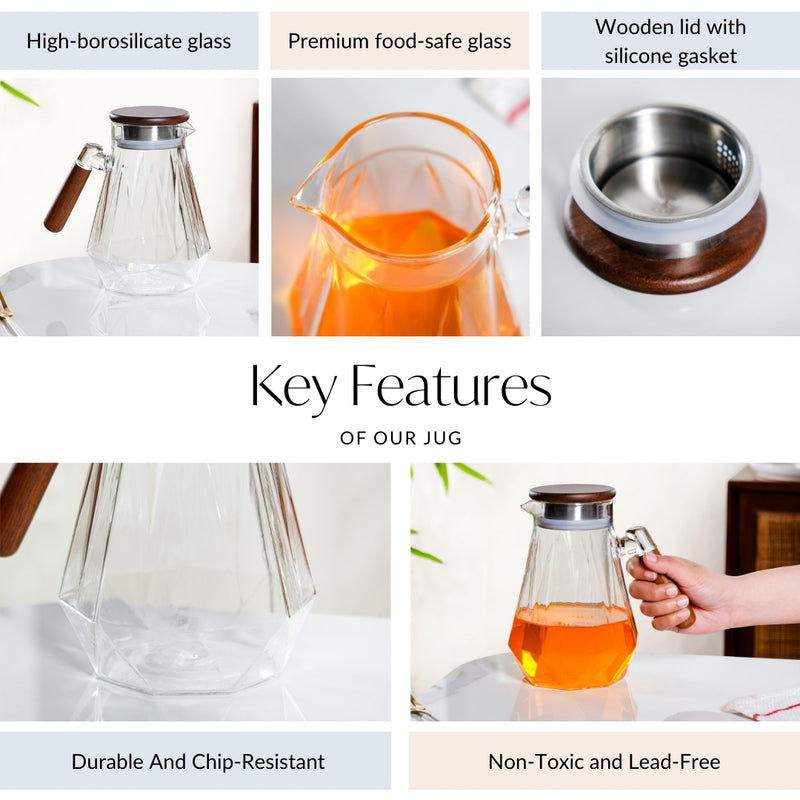 Modern Borosilicate Juice Jar With Fusion Handle 1350ml