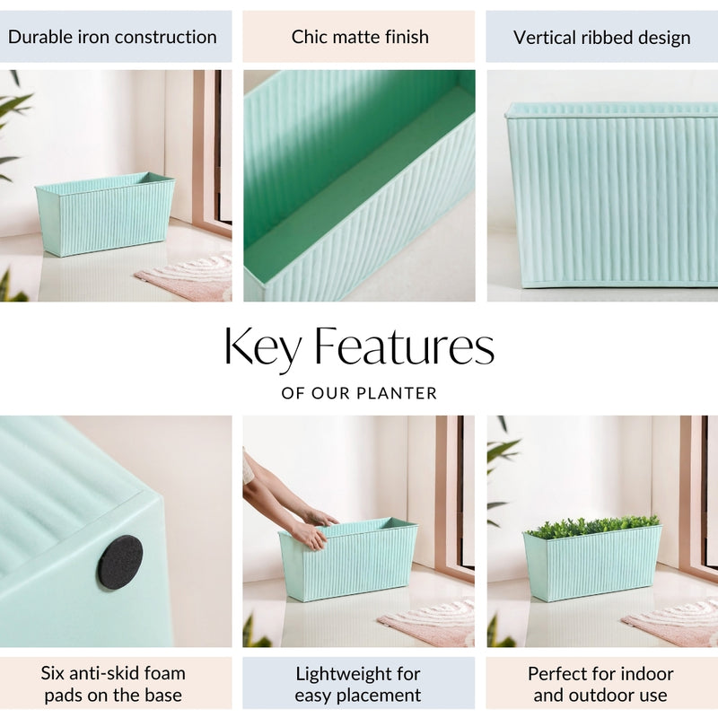 Modern Fluted Balcony Planter Mint