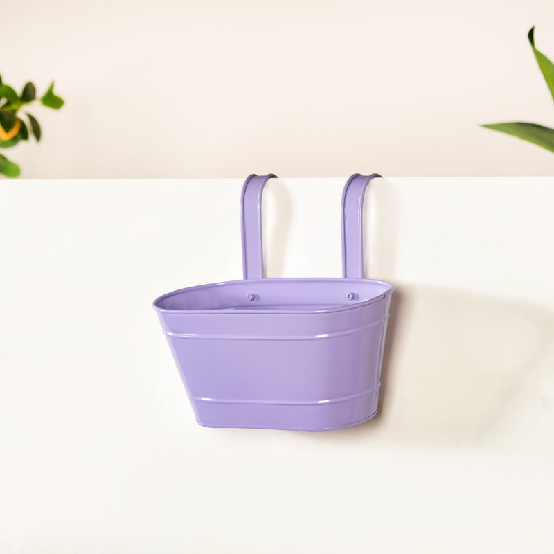 Modern Hanging Railing Planter Lavender Set Of 2