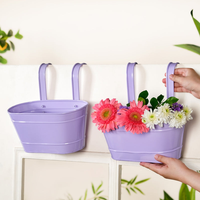 Modern Wall Decor Hanging Planter Lavender Set Of 2