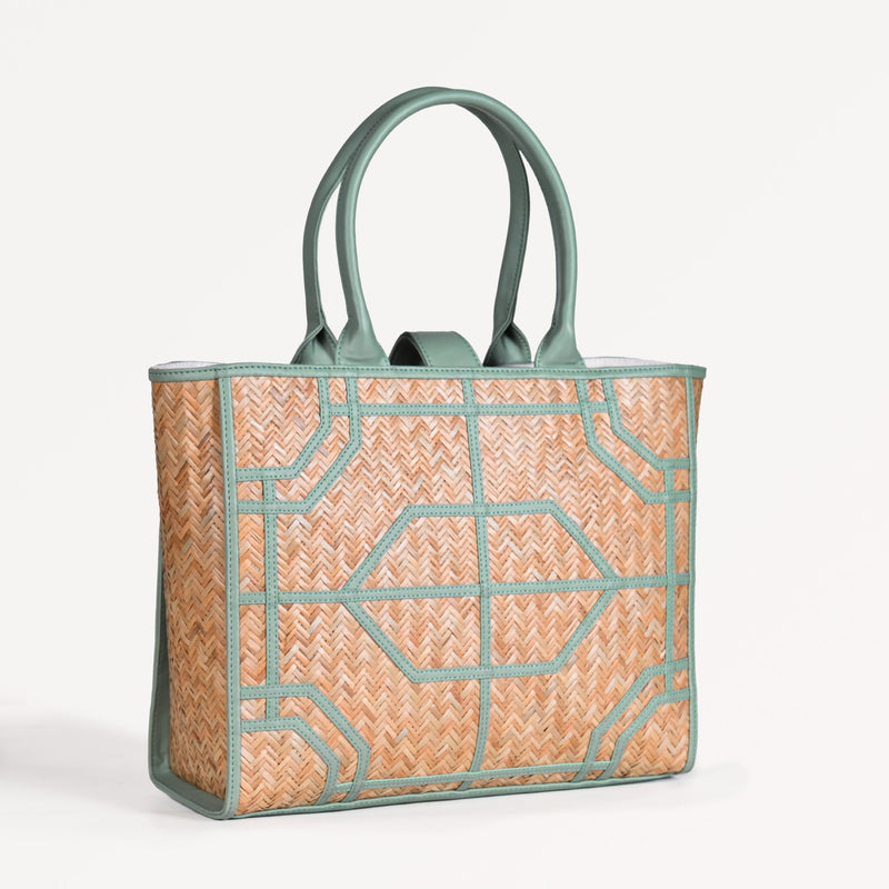 Modern Mint Shitalpati Tote Bag