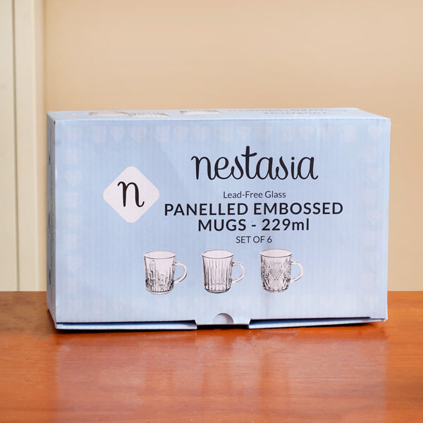 Modern Ribbed Embossed Mugs Set Of 6 229ml