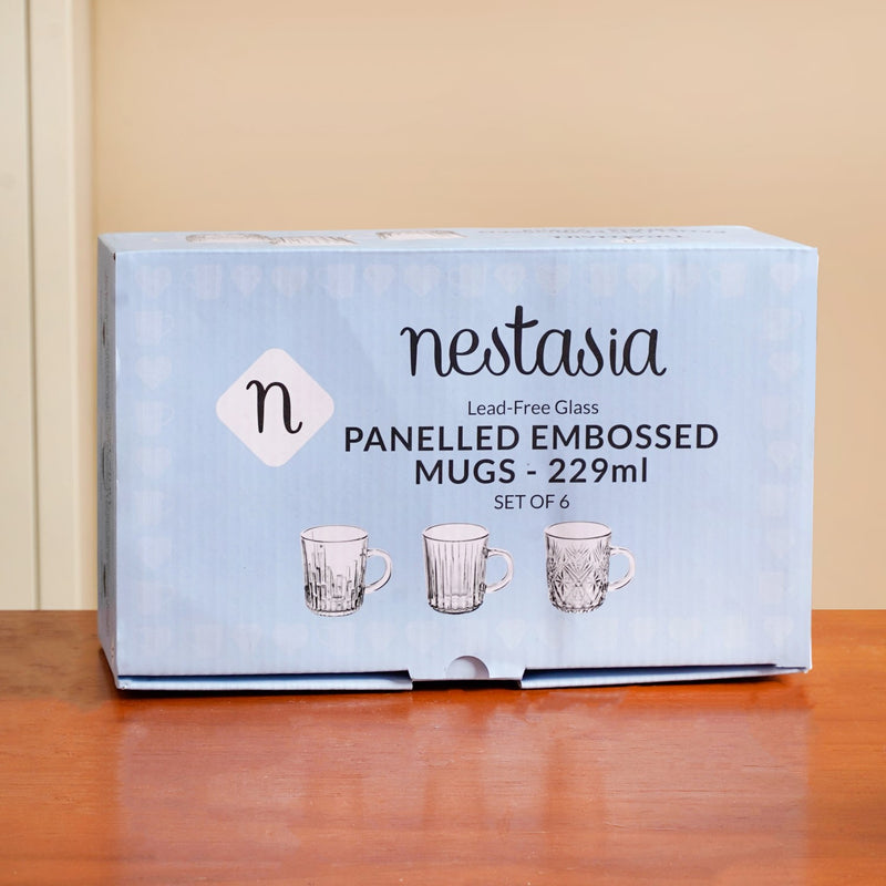 Modern Panelled Embossed Mugs Set Of 6 229ml