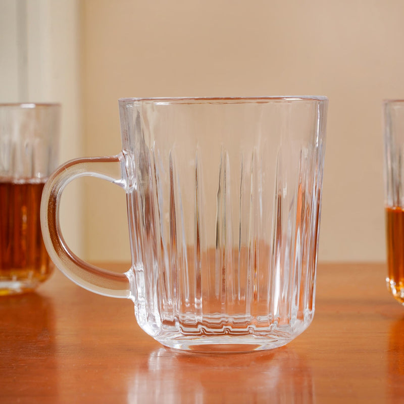 Modern Panelled Embossed Mugs Set Of 6 229ml