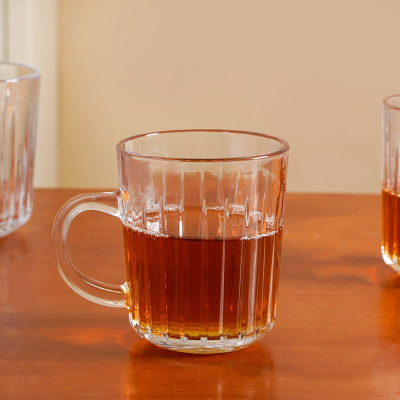 Modern Panelled Embossed Mugs Set Of 6 229ml