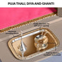 Modern Puja Mandir Medium With Ghungroo Chain Aasan Puja Thali Diya And Ghanti Set