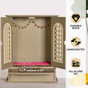 Modern Puja Mandir Medium With Ghungroo Chain Aasan Puja Thali Diya And Ghanti Set