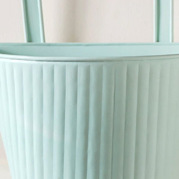 Modern Ribbed Balcony Hanging Planter Set Of 2 Mint
