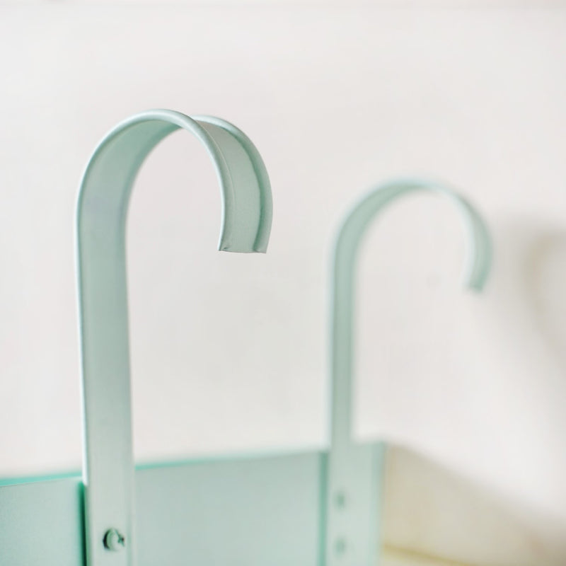 Modern Ribbed Balcony Planter Set Of 2 Mint