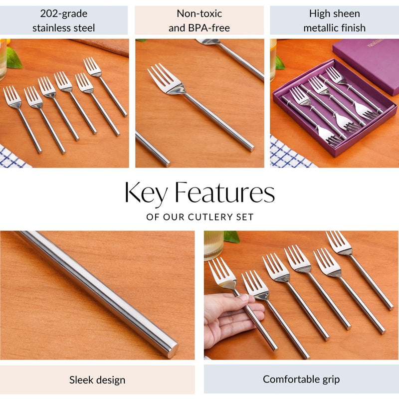 Modern Stainless Steel Table Fork Set Of 6